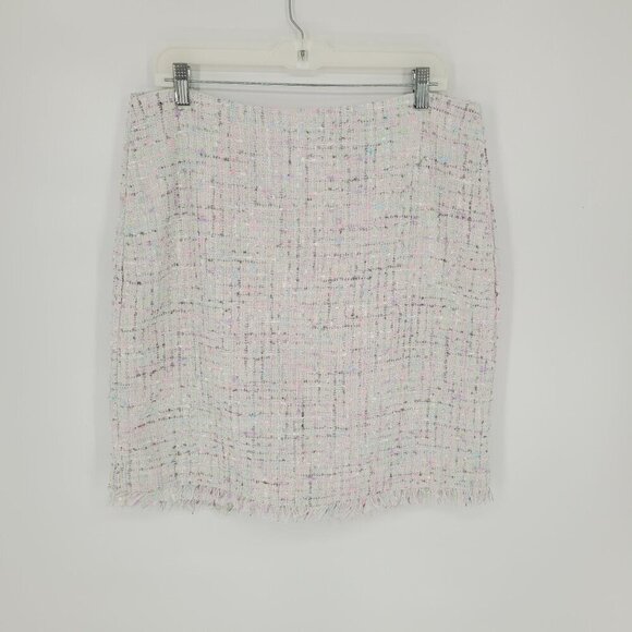 Elle womens 14 white pastel pink blue speckled knit tweed pencil mini skirt - Picture 9 of 9